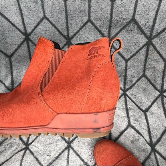 SOREL Evie Waterproof Suede Wedge Ankle Pull-On Women Booties - Picture 9 of 10